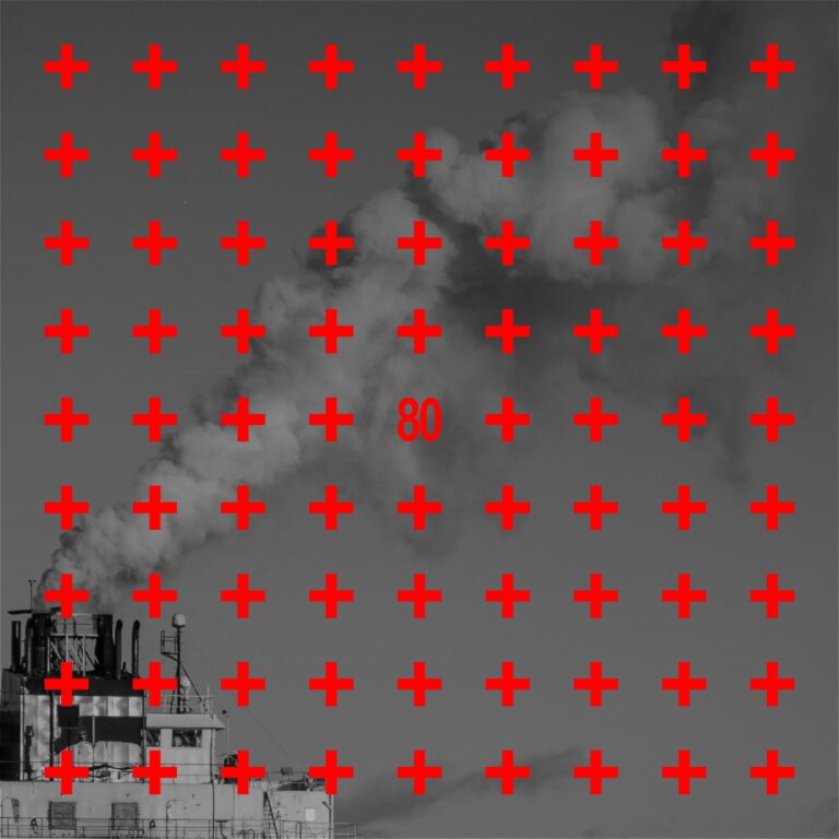 Griglia di calibrazione grigia con croci rosse, numero 80 e chart di test.