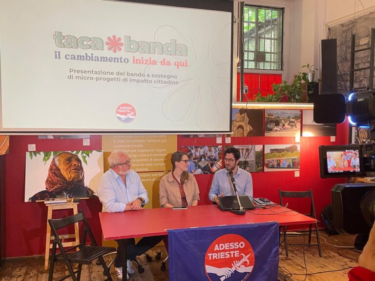 Presentazione TACA*BANDA a Trieste con panel di discussione e proiezione.